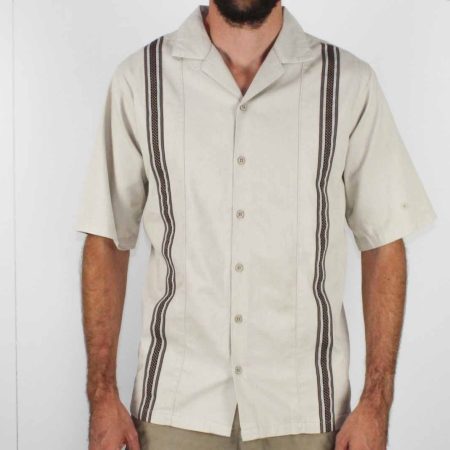 Afends Down The Line Bone Short Sleeve Shirt Front