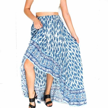 Rusty Biscay Ink Blue Maxi Skirt- Front