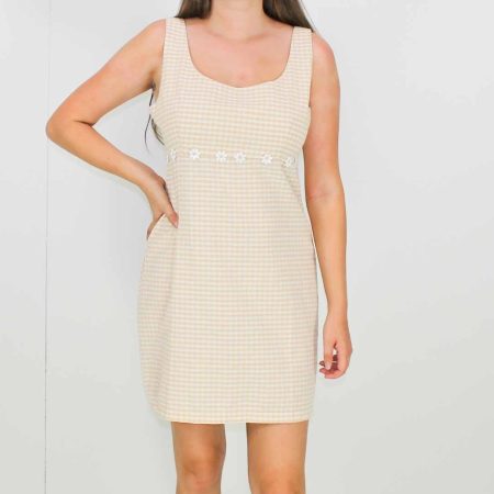 Afends Latte Brigitte Ging Dress- front