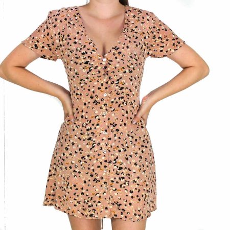 RVCA Brown Pebble Dress- Front