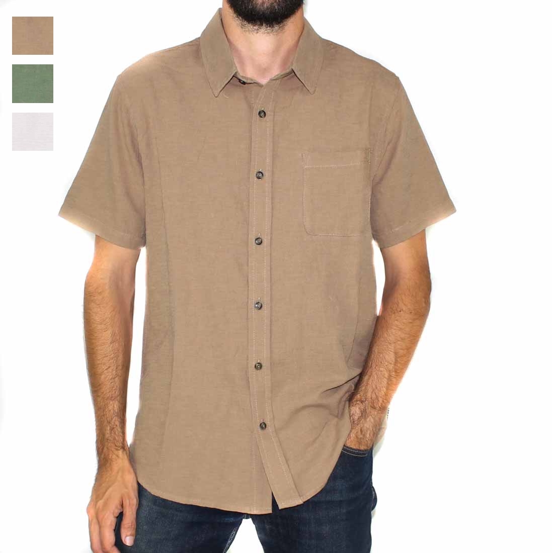 Rusty Overtone Short Sleeve Linen Shirt-Hero