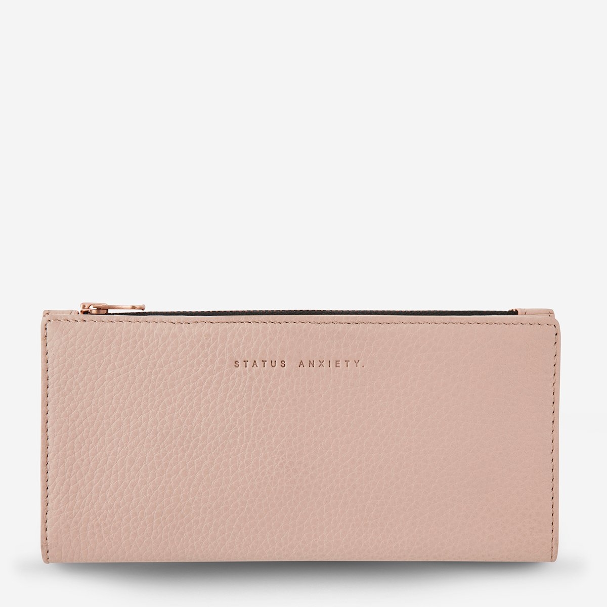 Status Anxiety In The Beginning Dusty Pink Wallet -Front