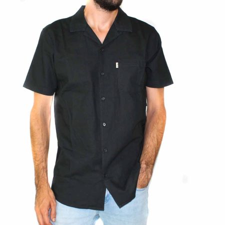 Ripcurl Bukit Linen Washed Black Shirt-Front